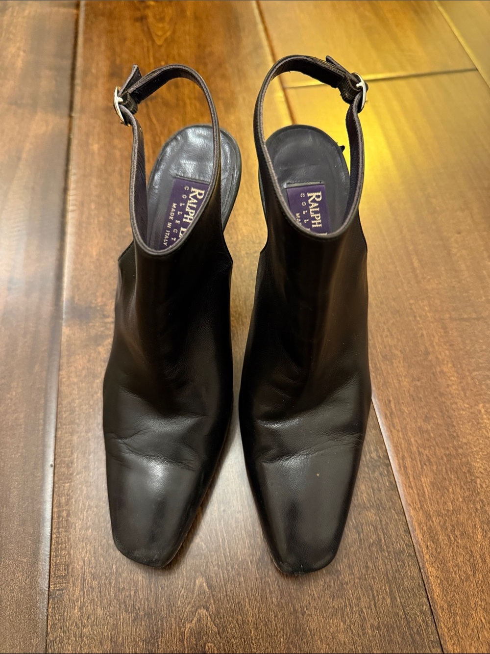 Ralph Lauren collection black leather sling back heels size-6. - Picture 1 of 9